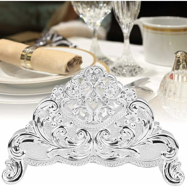 Servietholder, Sølv Guld Papirservietholder, Elegant Papirservietholder, Servietholder til Hotel Restaurant Bord (Sølv)