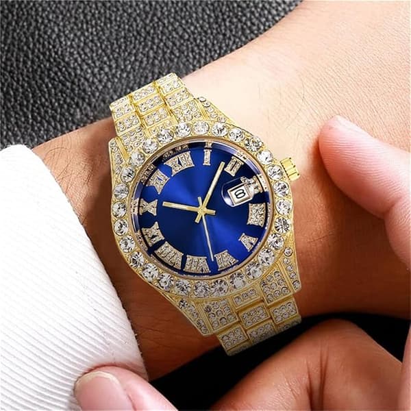 Herrer Diamantklokke Mote Krystall Vanndiamant Britisk Analog