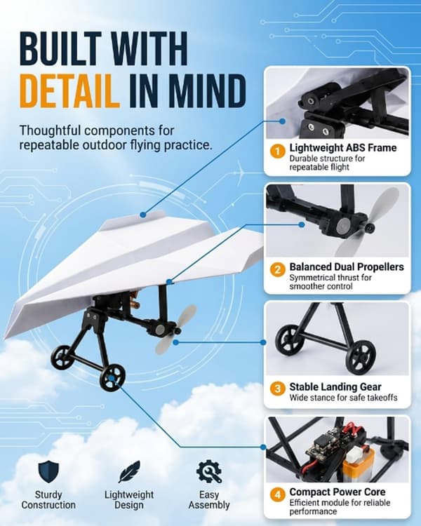 RC-sæt til papirfly: Forvandl et simpelt papirfly til et ægte flyveeventyr #1stk-3batterier #1pc-3battery