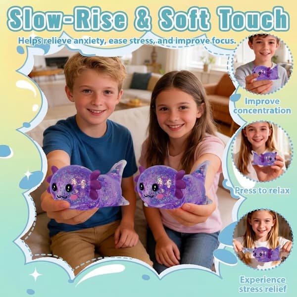 10 cm lilla glitterkrypende axolotl squishy som stiger sakte Purple