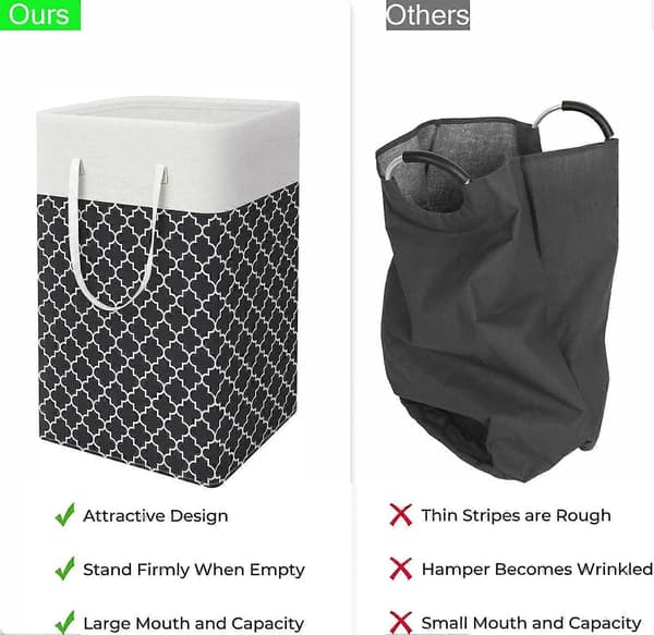 Large Laundry Basket - Freestanding Waterproof Laundry Hamper with Extended Handle - Foldable Tall Laundry Basket