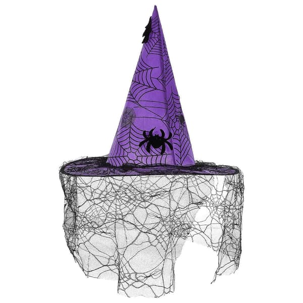 Purple Halloween Witch Hat Lace for Masquerade Costume