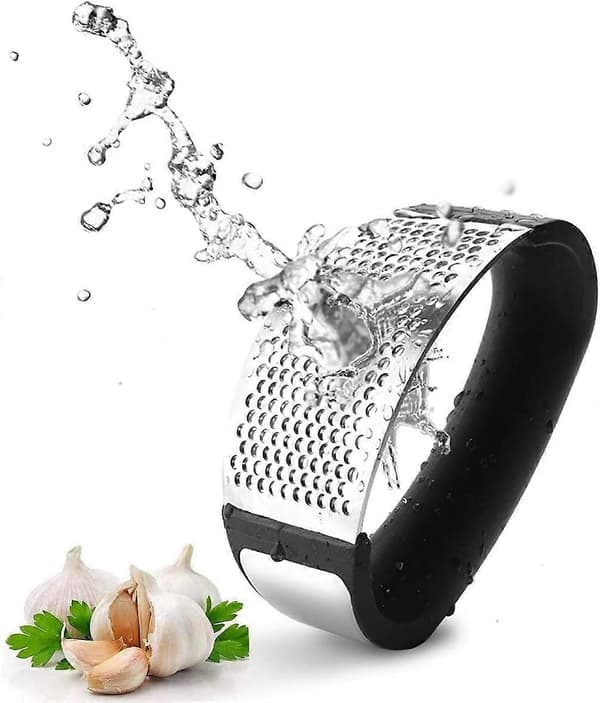 Stainless Steel Garlic Press, Rust-Proof Handheld Garlic Crusher for Cooking, Grilling, and Fish