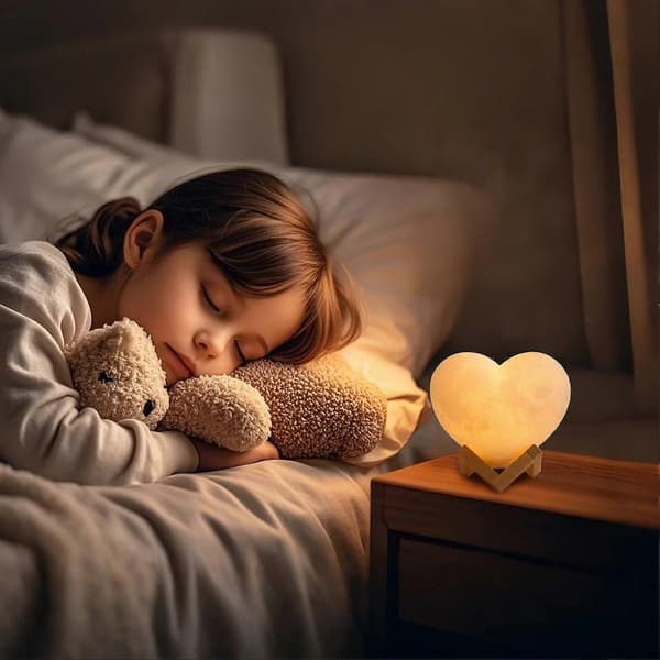 Heart Night Light 16-Color USB Rechargeable LED Night Light Heart-Shaped Lamp with Stand and Remote Control