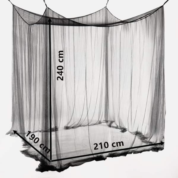 Double Mosquito Net, Black, 4 Posts, Bed Canopy, Decorative Princess, Square Mosquito Net, Large for Indoor Bedroom and Camping