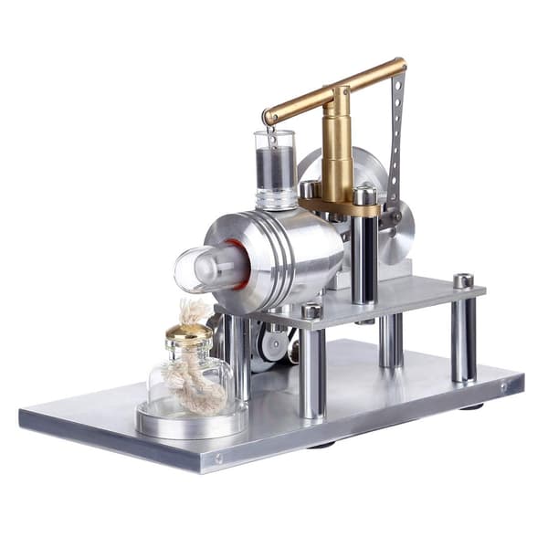 Hot Air Stirling Engine Model Building Kit, DIY Balance Beam Style Stirling Engine Assembly Kit with LED Light, Stirling Engine Construction Set Type 4 Type 4