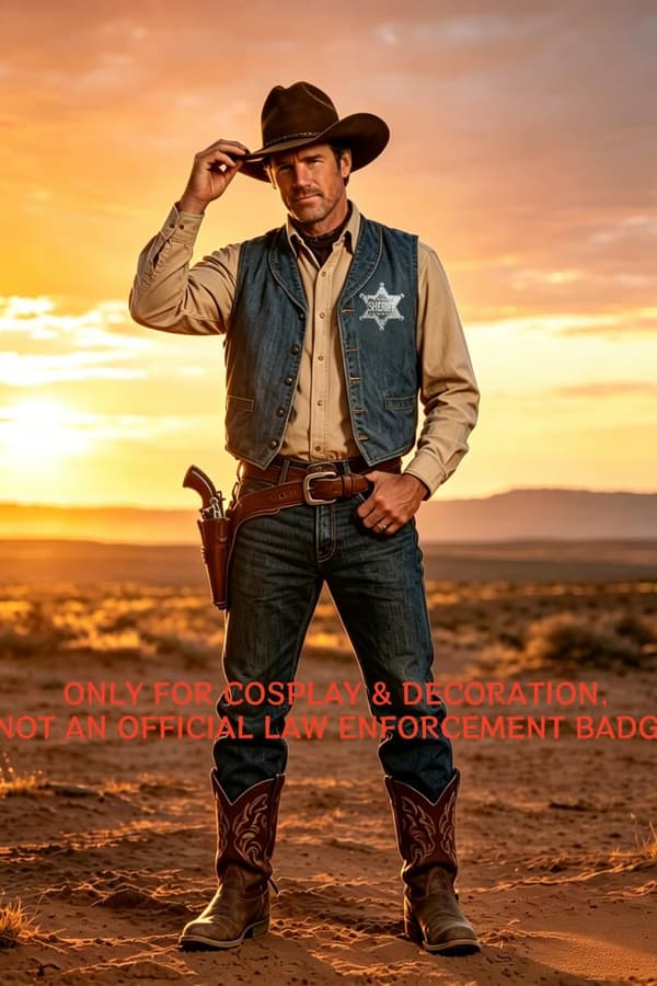 Western Sheriff-bricka, Sheriff-bricka, Present till Sheriff-cosplayers, Presenter till kalaspåsar Silvrig Silvery