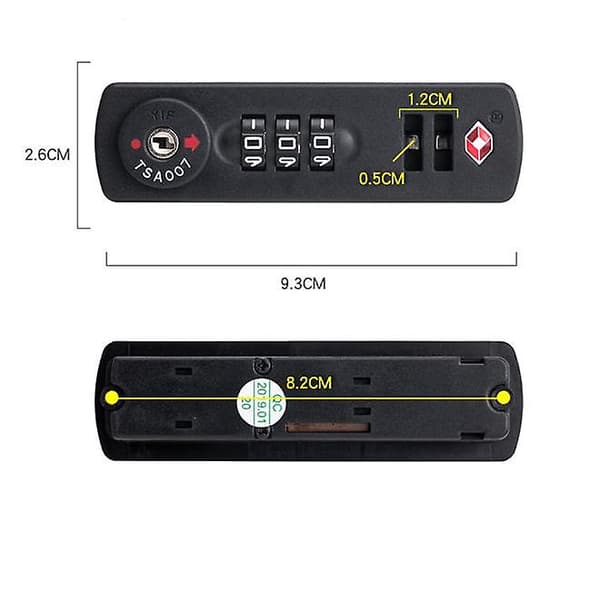 1 x TSA007 Combination Lock for Luggage and Suitcases 3 Digits (Many Different Combinations) - Black