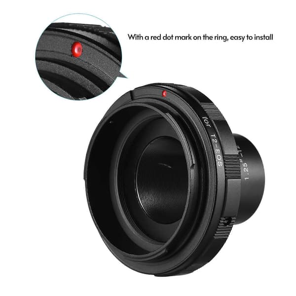 Andoer 1.25-T2-EOS adapterring fototilbehør erstatning til Canon EOS-kamera 1,25 tommer okular T2 teleskop til landskabsfotografering DB