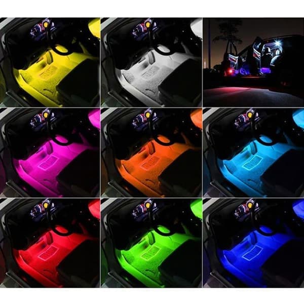 AIMOONSA 12V RGB Car LED Strip 3m - 4 X 48 LEDs, Remote Control, Waterproof Silicone, Cigarette Lighter Power Supply