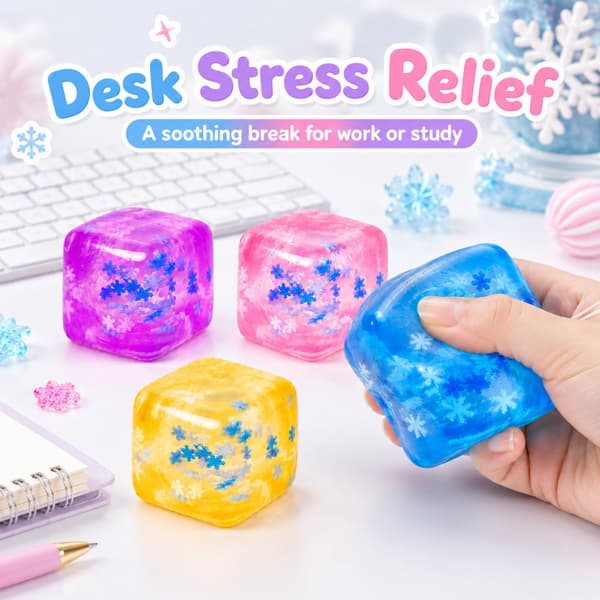 4 stk. isterning Squishy Legetøj med snefnug, Langsomt stigende stresskuber 4 Ice Cube 4 Ice Cube