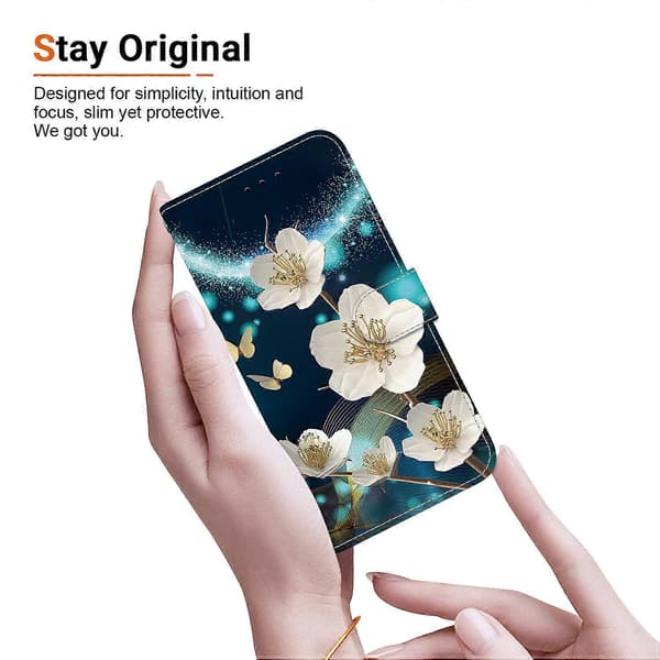 Case for iPhone 16 Plus with Pattern Print, Anti-Drop Leather Flip Wallet Case with Lanyard (Style C)