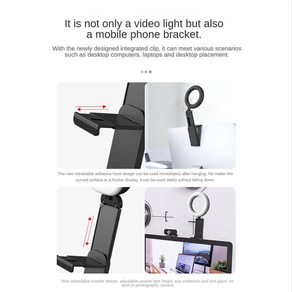 F601B Desktop Fill Light 2500-7000K Cold Warm Light Food Photography Fill Light Foldable Video Conference Computer Fill Light