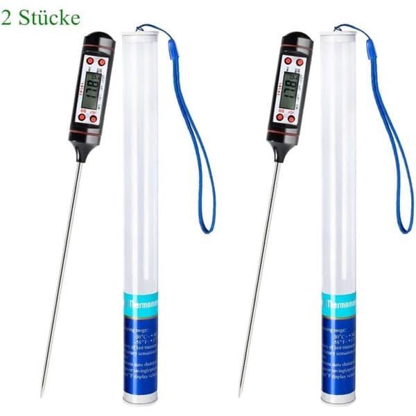 2 stk Kjøkkentermometer Universal Husholdningstermometer Kjøtttermometer, Lesbart 50°C - 300°C, °C / °F Byttbart