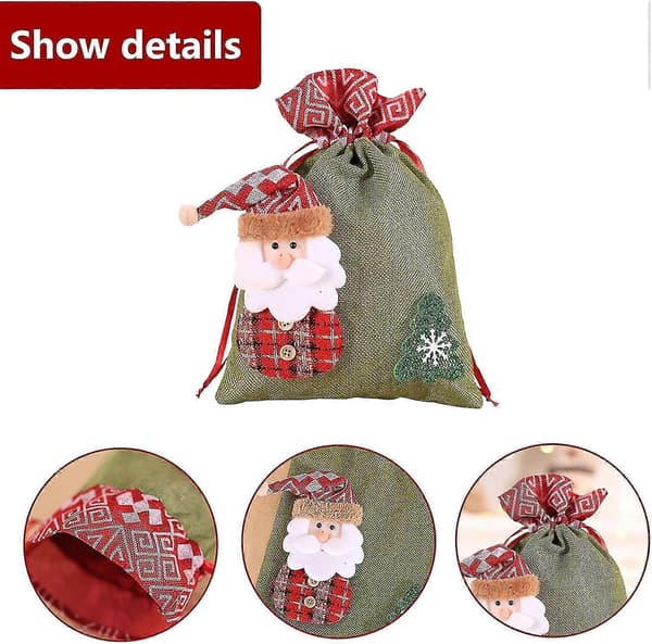 2-pack dragskoväskor Jultomte Snögubbe Presentpåsar Äpple Godis Godis Presentinslagning för Barn Jul Nyår