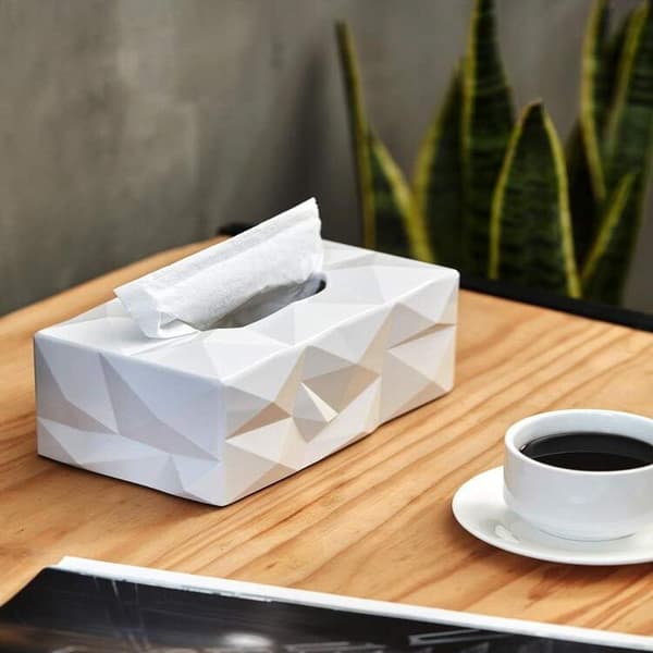 Enkel kreativ geometrisk moderne rektangulær lille vævskasse husholdningsartikler - Sort 21x9,5cm