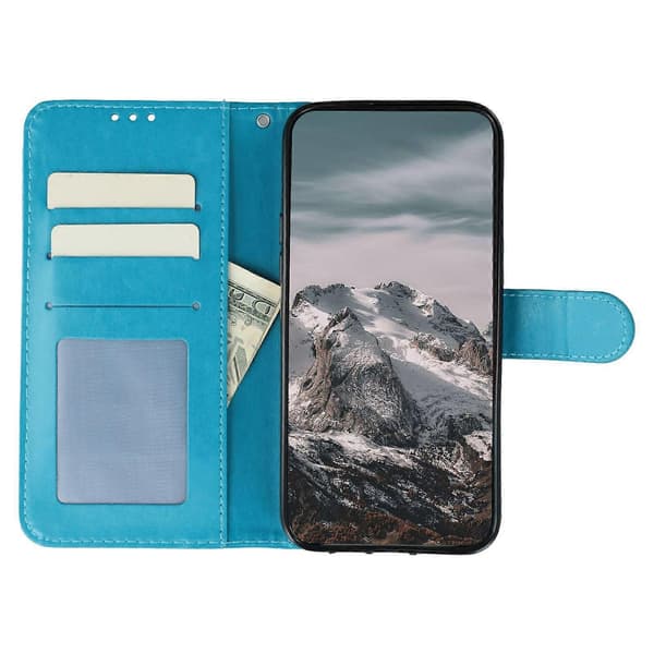 TKdaddy Fodral för Xiaomi Redmi 15 5G PU Läder Mandala Präglad Design Plånboksfodral med Handledsrem Blå