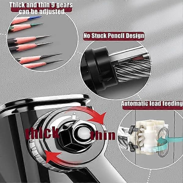 Professional Pencil Sharpener, Adjustable Tip, 9 Adjustable Steps, Portable for Kids, Students, Artists, Designers at School and Office