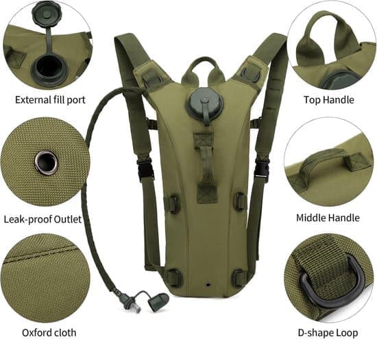 Outdoor Hydration Backpack - Backpack with Water Bladder - 3 Liters - Hydration - 18×48×2 cm - Suitable for Hiking, Camping, Cycling