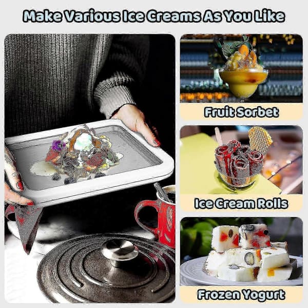 Ice Plate for Making Ice Cream, Rolled Ice Cream Maker, Ice Roll Plate for DIY Ice Rolls