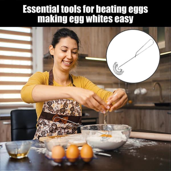 1 stk eggvisp i rustfritt stål, spiralvisp, mini-eggvisp, rask eggvisp, egnet for restauranter, hjemmekjøkken