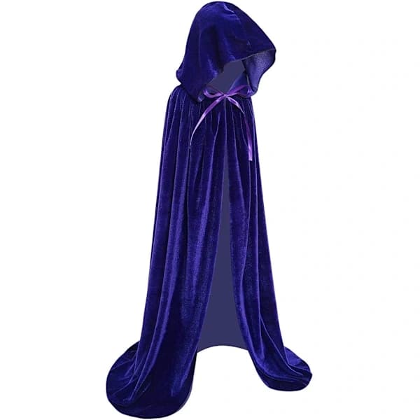 Barnefløyelskappe med hette til Halloween, jul, cosplay-kostymer, blå, L