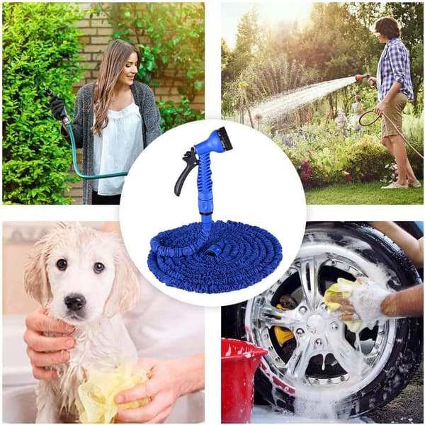 Expandable Garden Hose - 15 Meter Heavy Duty Water Hose, Retractable Hose - Anti-Leak with 7-Function Spray Nozzle