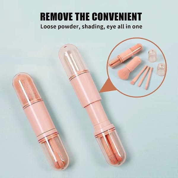 Makeup Brush Set, Portable Travel Makeup Tools Including Lip Brush, Highlighter, Eyeshadow Brush and Foundation Blender