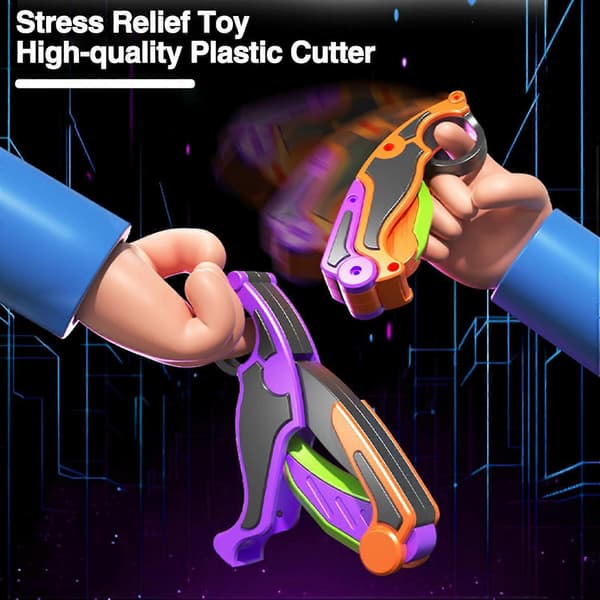 Decompression Fidget Toys for Teens and Adults, 3D Gravity Plastic Cutter Model Fingertip Toy Orange Orange