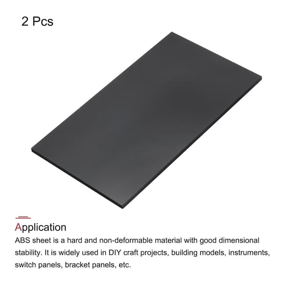 Sort ABS-plastplade 7 x 4 x 0,16 tommer til arkitekturmodel, gør-det-selv-håndværk, panel, pakke med 2 stk. Vinrød Wine Red