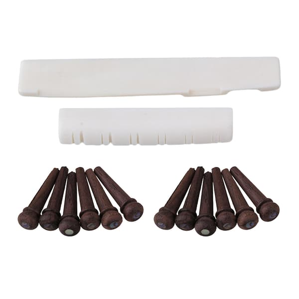 12 x Acoustic Guitar Bridge Pins and 12 String Folk Guitar Saddle Bone