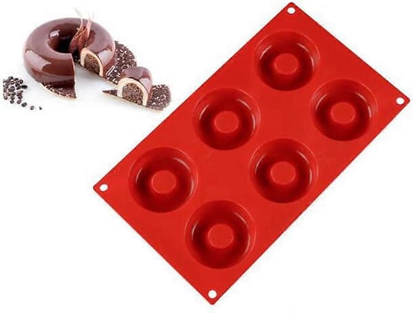 Silikonform med 6 hull, non-stick, varmebestandig bakeform, enkel å rengjøre, gjenbrukbar form