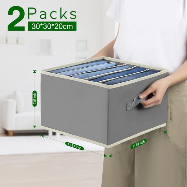 Clothing Storage Organizers, 2 Pack Wardrobe Organizer Foldable Storage Bins for Shelves Fabric Bins