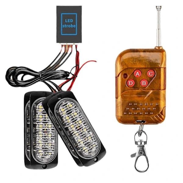 Car Headlight 12V 24V Emergency Warning Light 12LED Flashing Light Yellow Signal Lamp