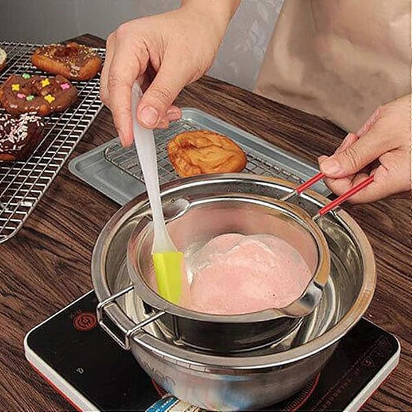 Chokoladesmelter i rustfrit stål med dobbelt hældetud til slikfremstilling