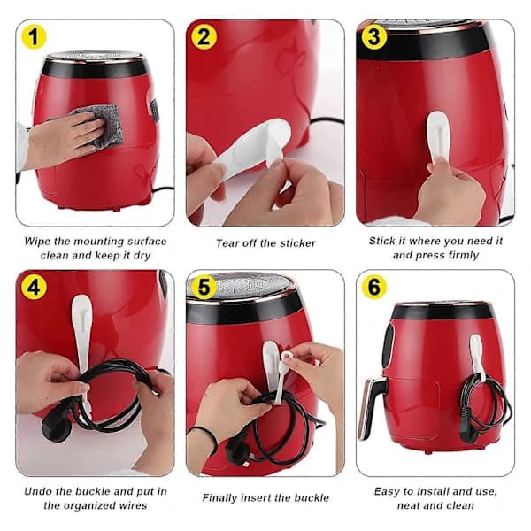 12 st Cable Holders Cable Organizer for Appliances, Self-Adhesive Kitchen Appliance Cable Holder (Black)