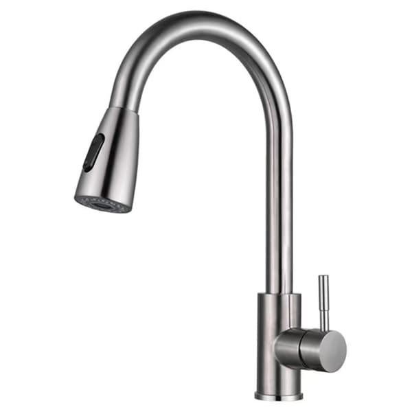 Kitchen Faucet with Pull-Down Spray, Brushed Nickel, Single Handle, Stainless Steel (FMY)