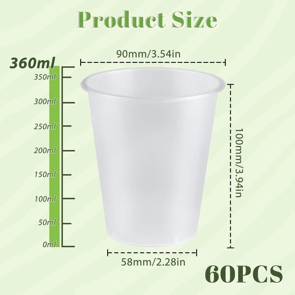 60 stk plastkopper, 360 ml festkopper, matte harde plastkopper for gjenbruk til fester, bursdager, bryllup, jul