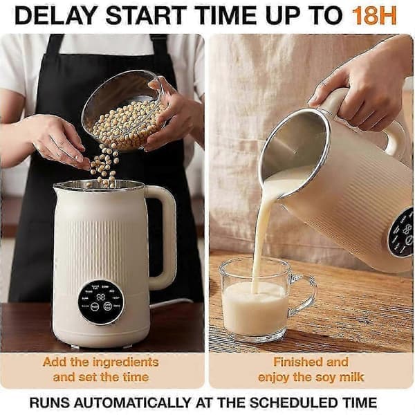 Nut Milk Maker, 40oz Soy Milk Machine with Self-Cleaning, Delayed Start, Keep Warm, for Juice, Smoothie, EU Plug