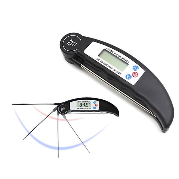 Køkkentermometer, digitalt kødtermometer, 3s hurtigt madlavningstermometer med foldbar lang sonde, vandtermometer (27*4*2,3cm)