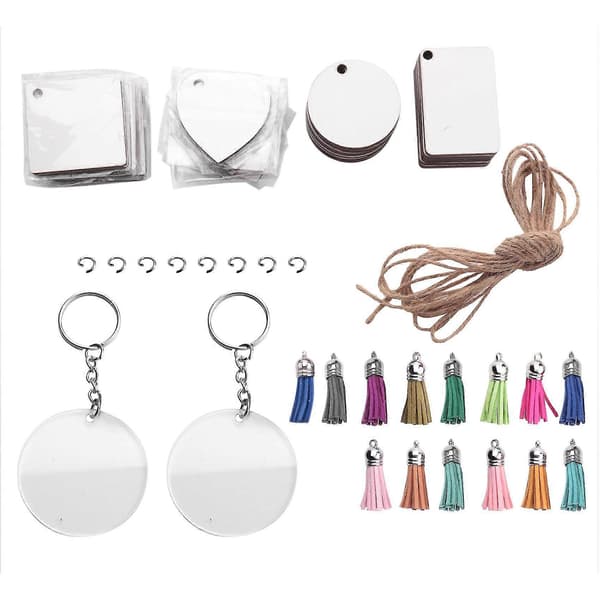 Sublimation Keychain, with Double-Sided Sublimation Surface for Heat Transfer, Tassel and Rope, for DIY