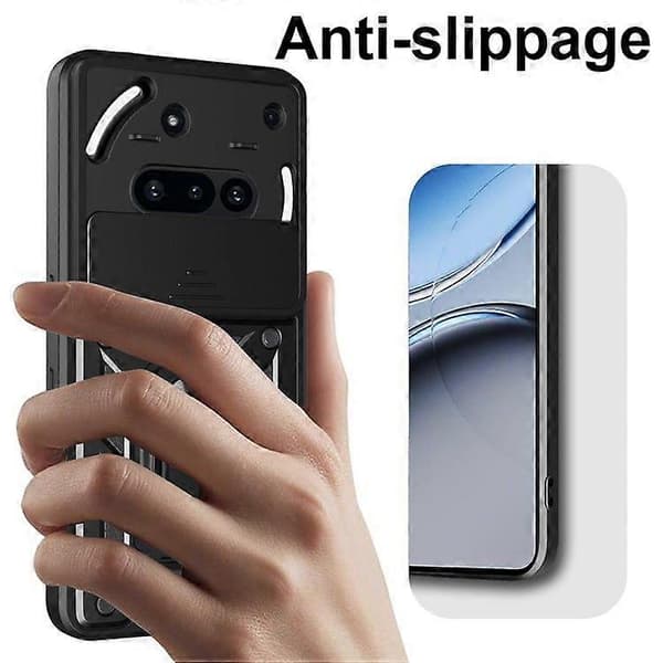 Fodral för Nothing Phone (3a) med skjutbart kameraskydd PC + TPU stativ telefonfodral (blå)