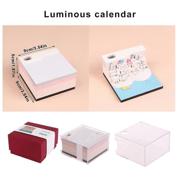 Tidstycke Kalender - 2024 Bordkalender med LED-lys - 3D-kalender