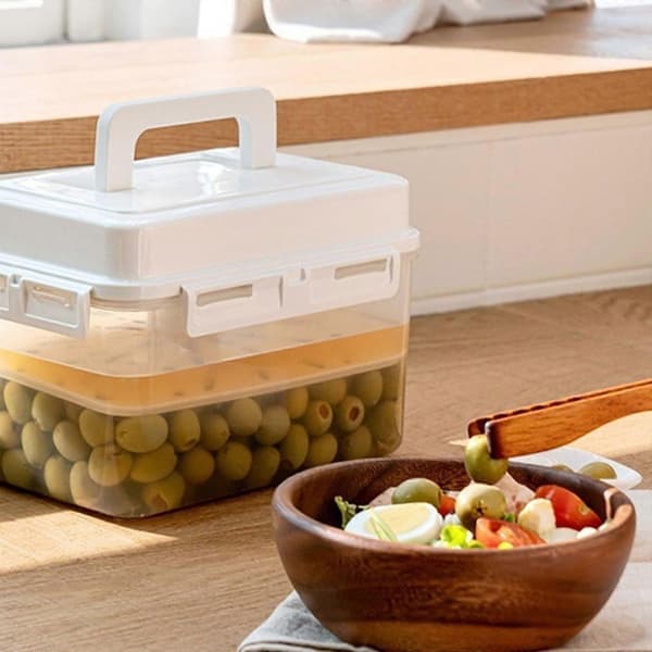 Plastbeholder med håndtag til opbevaring og fermentering af grøntsager Kimchi Press Fermenteringsbeholder S S S