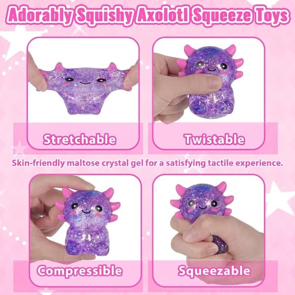 9 cm Lila Glittrande Sittande Axolotl Squishy Långsamt Stigande Lila Sittande Stil Purple Sitting Style