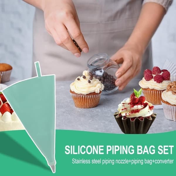137-piece cake decorating set with rotating cake stand, piping bags and nozzles, complete decorating kit