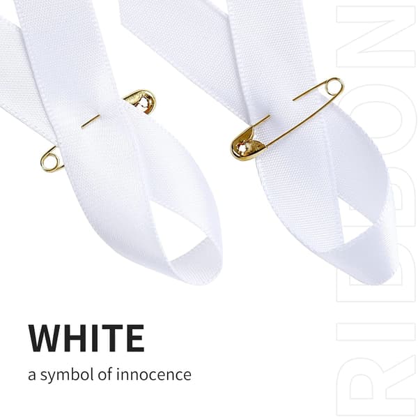 100 vita satinband för medvetenhet 1,4 x 3 tum E E