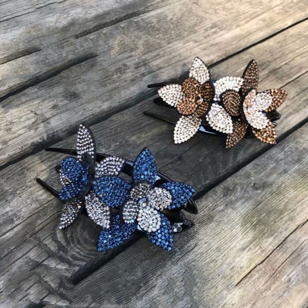 Hårklemme med strass - Champagne, delikat design, pin