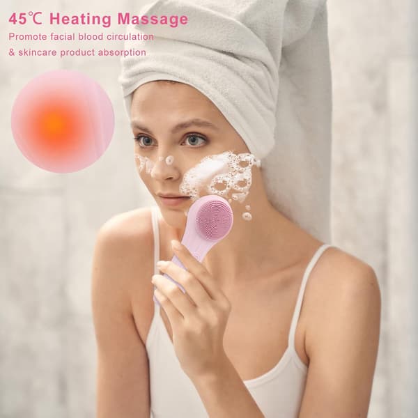 Silikon Ansiktsskrubb Eksfoliator, Silikon Ansiktsbørste for Menn og Kvinner Rosa Pink