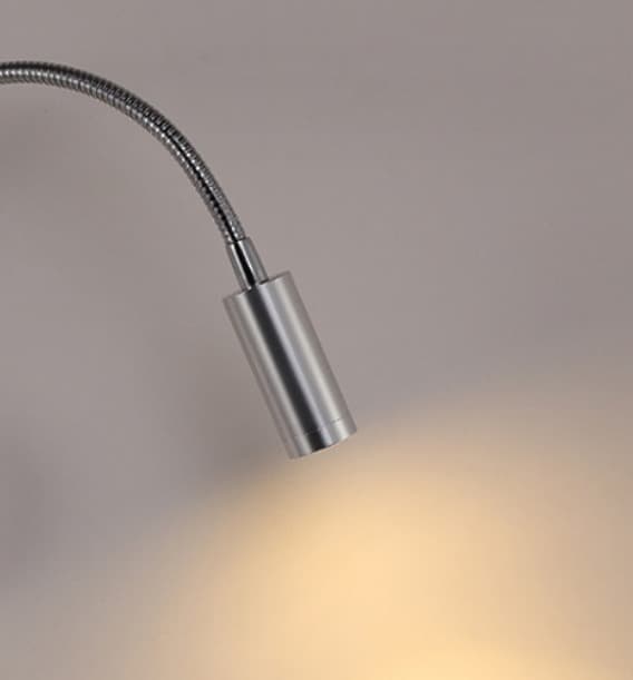 Silver 2-pack Black Wall Lamp 3W, Flexible Arm Adjustable Wall Light